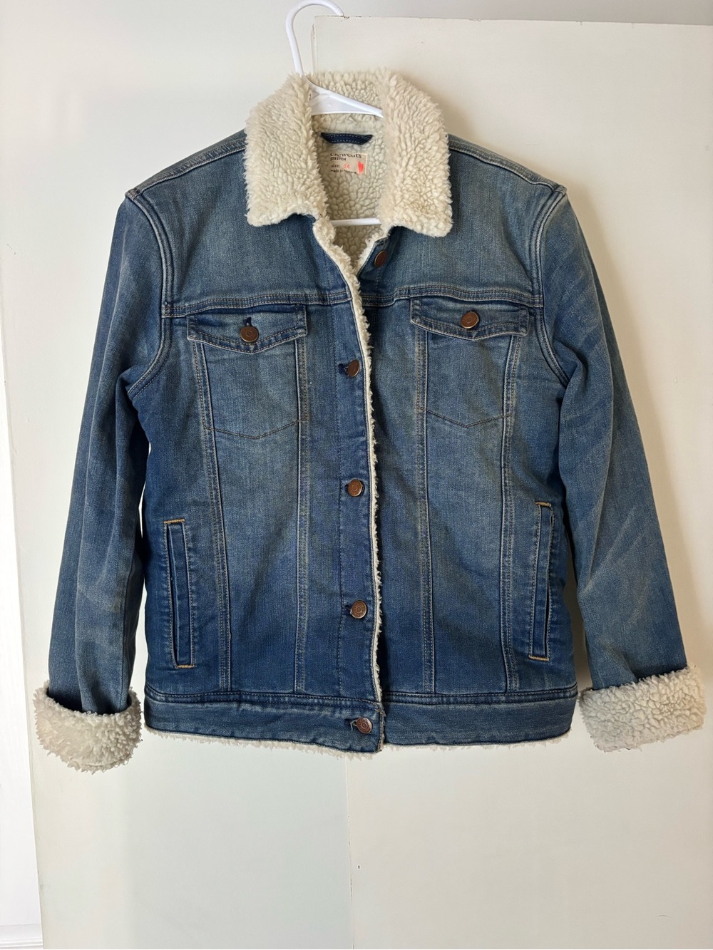 NWOT Crewcuts J Crew Denim Sherpa-Lined Jacket - Medium Wash size 14